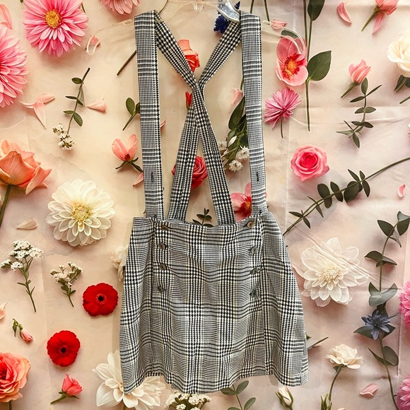 Vintage 90’s Y2K Plaid Suspender Skirt - Picture 1 of 5
